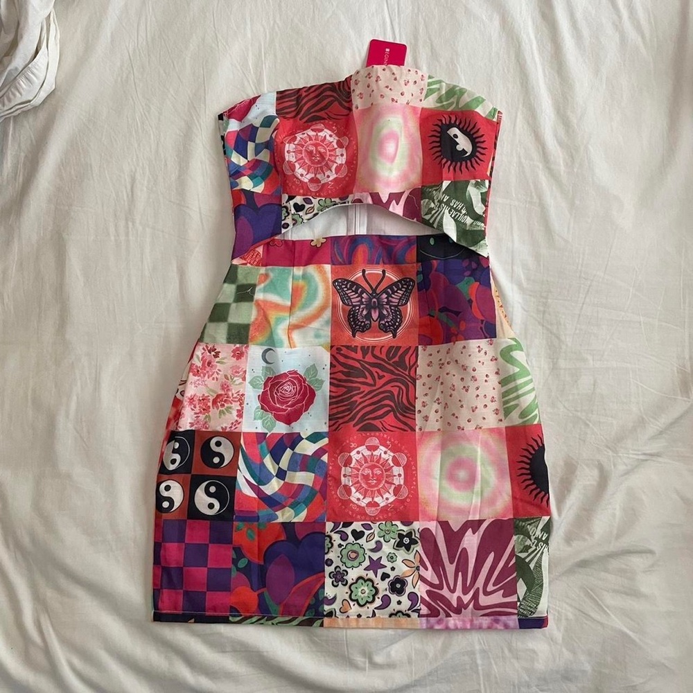 Candace Multi Print Strapless Mini Dress